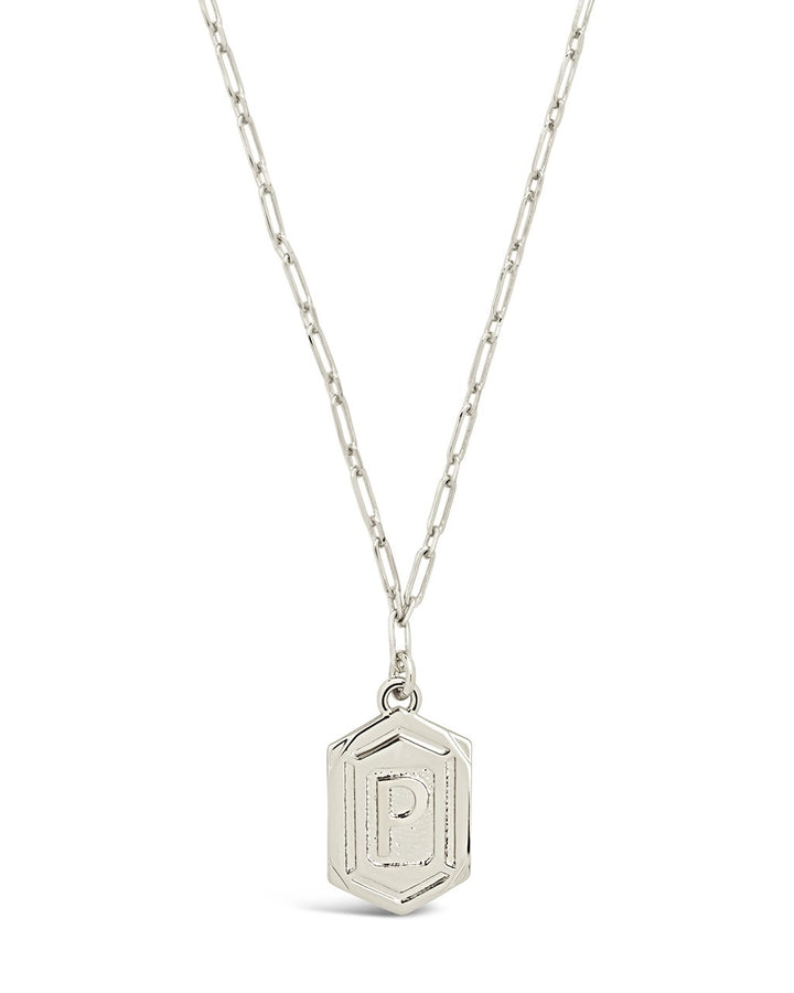 Hexagon Tag Initial Pendant Necklace