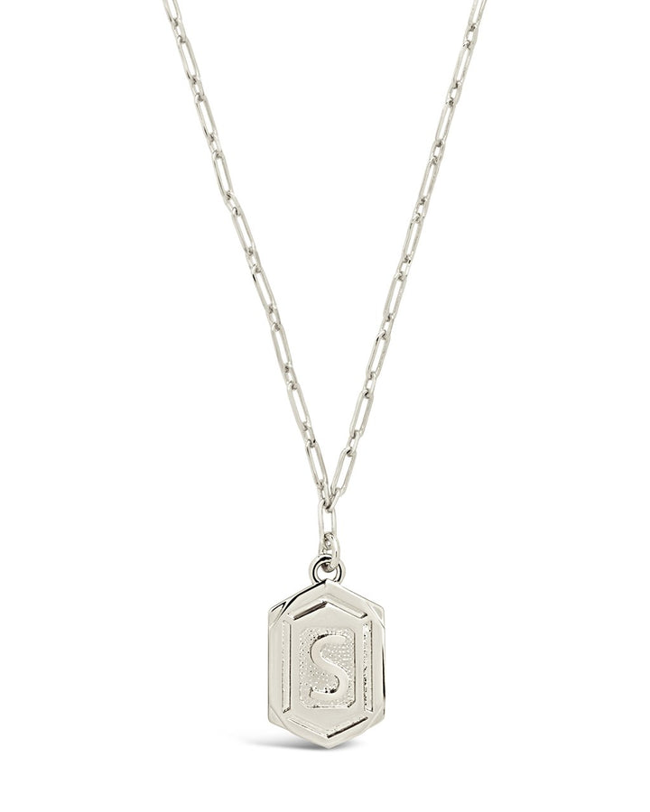 Hexagon Tag Initial Pendant Necklace