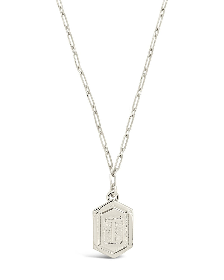 Hexagon Tag Initial Pendant Necklace