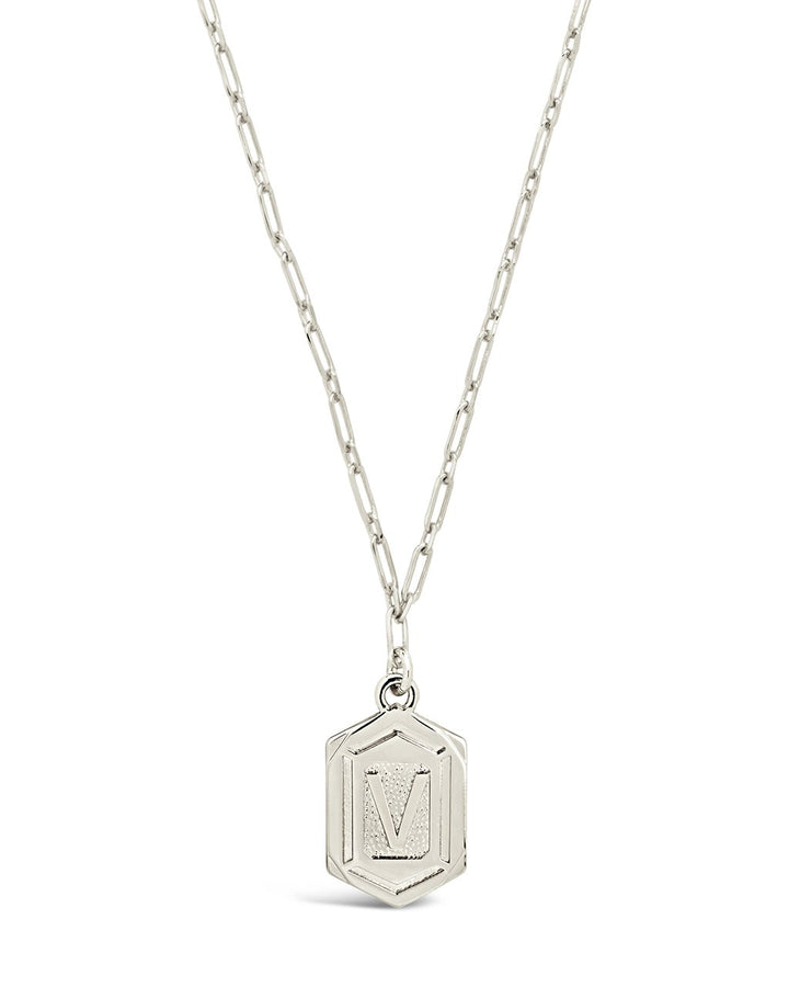 Hexagon Tag Initial Pendant Necklace