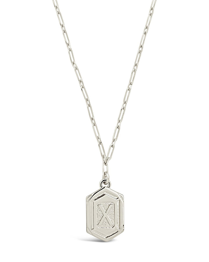 Hexagon Tag Initial Pendant Necklace