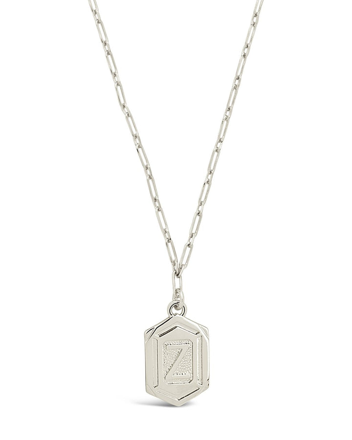 Hexagon Tag Initial Pendant Necklace