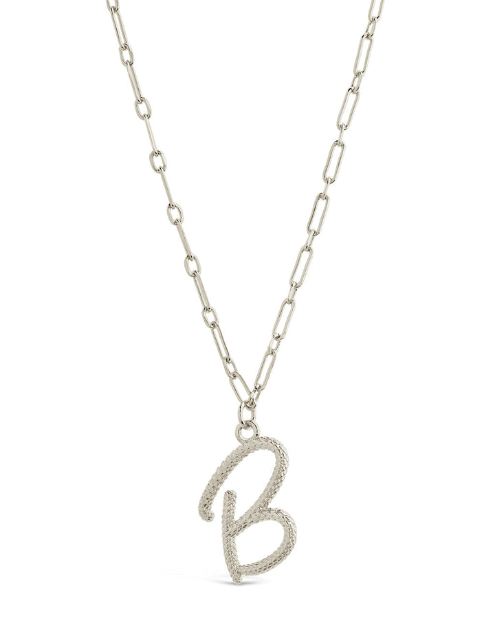 Textured Initial Charm Pendant Necklace