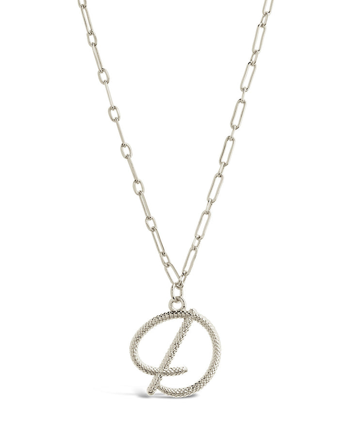 Textured Initial Charm Pendant Necklace
