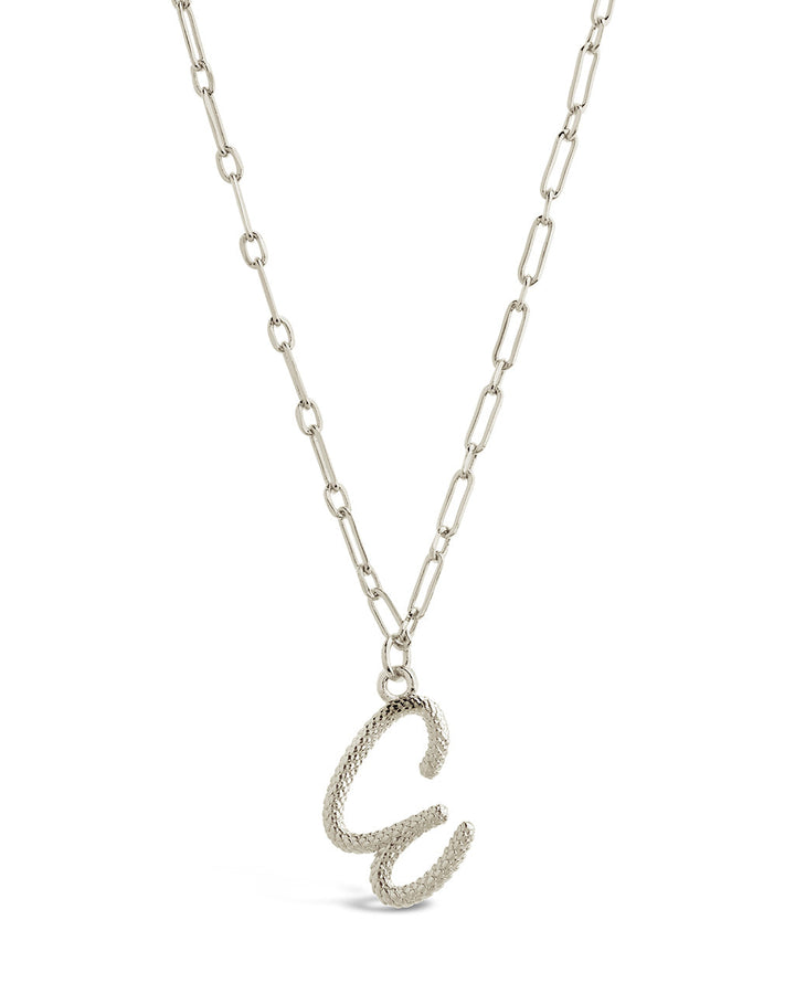 Textured Initial Charm Pendant Necklace