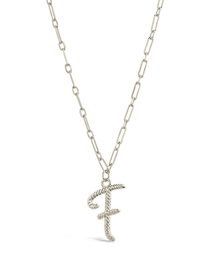 Textured Initial Charm Pendant Necklace
