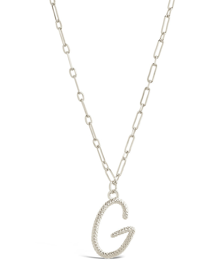 Textured Initial Charm Pendant Necklace