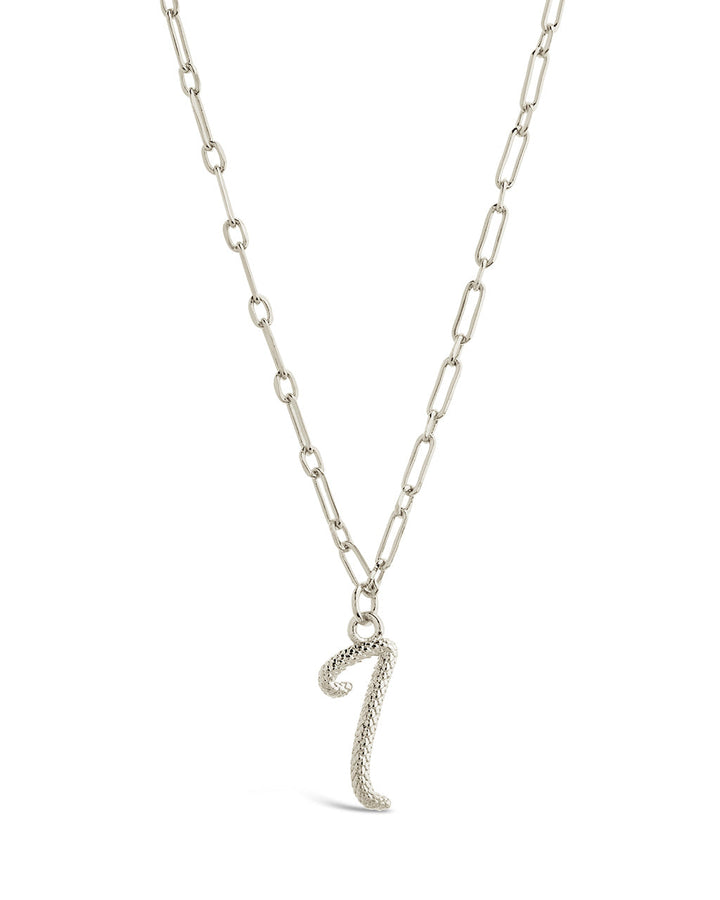 Textured Initial Charm Pendant Necklace