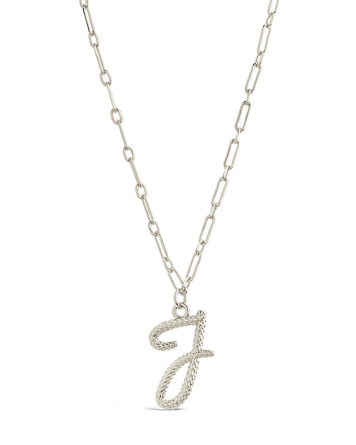 Textured Initial Charm Pendant Necklace