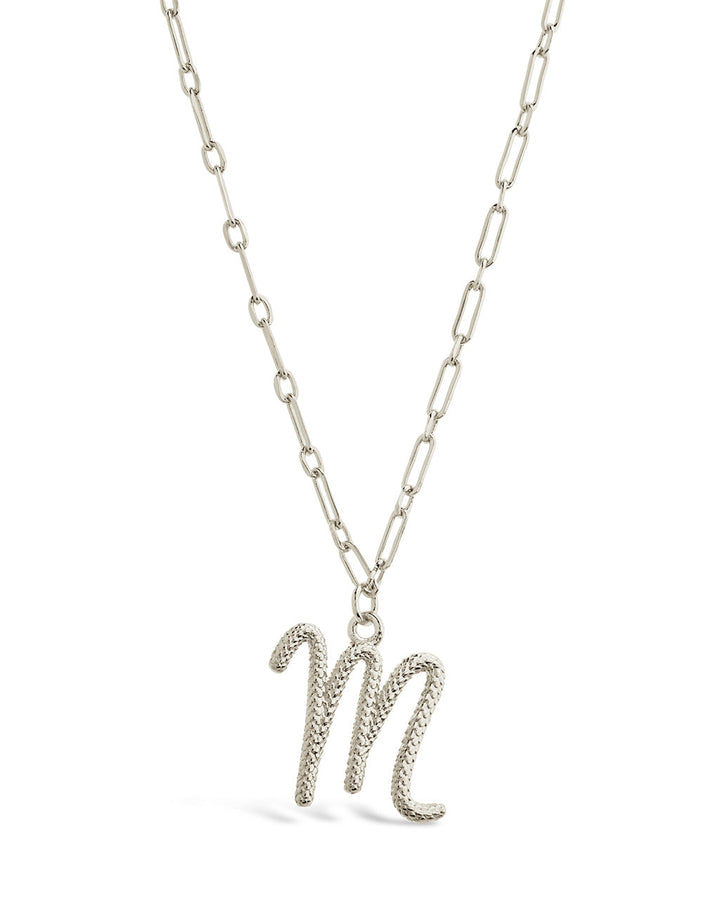 Textured Initial Charm Pendant Necklace