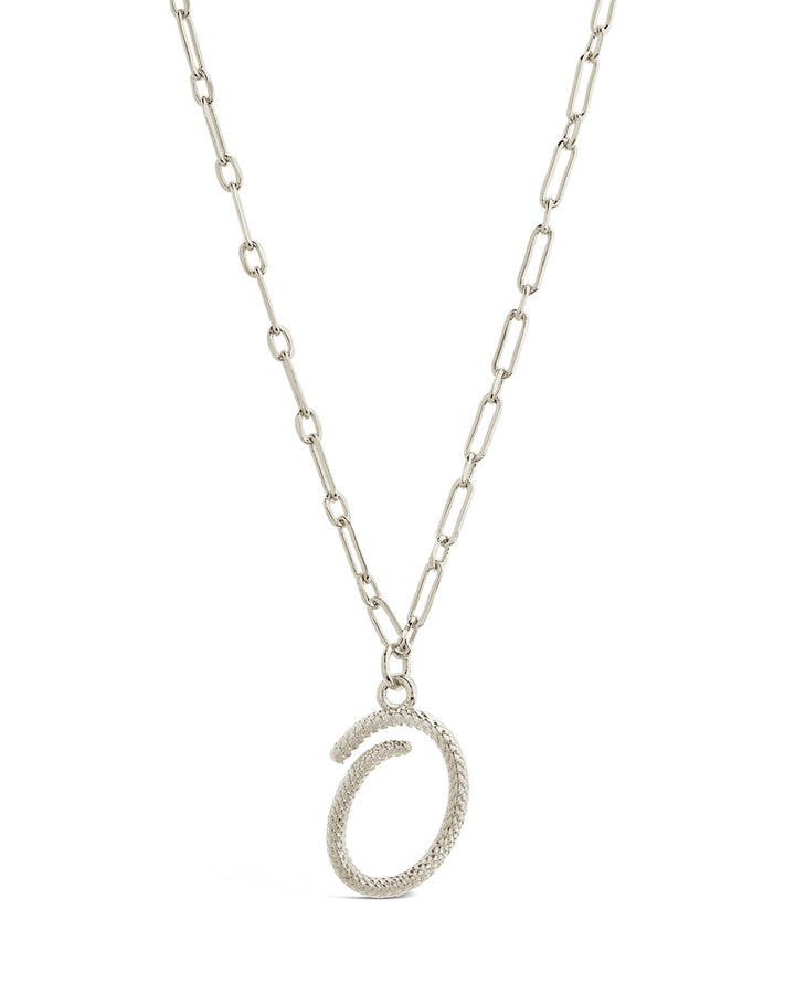 Textured Initial Charm Pendant Necklace