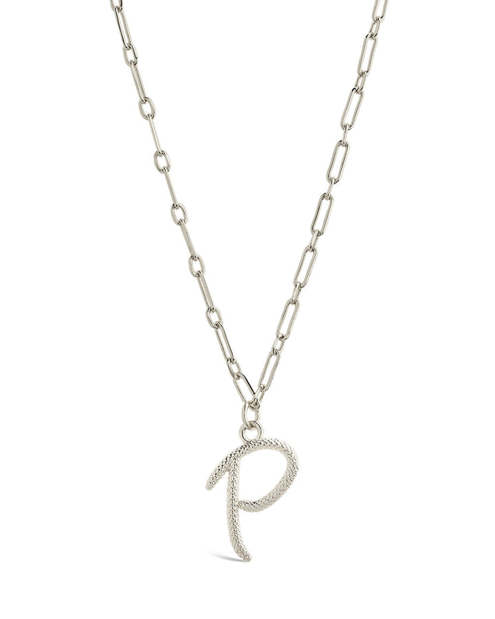 Textured Initial Charm Pendant Necklace