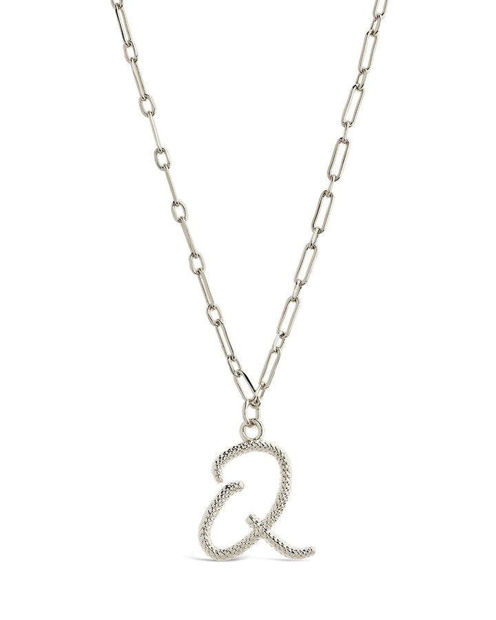 Textured Initial Charm Pendant Necklace
