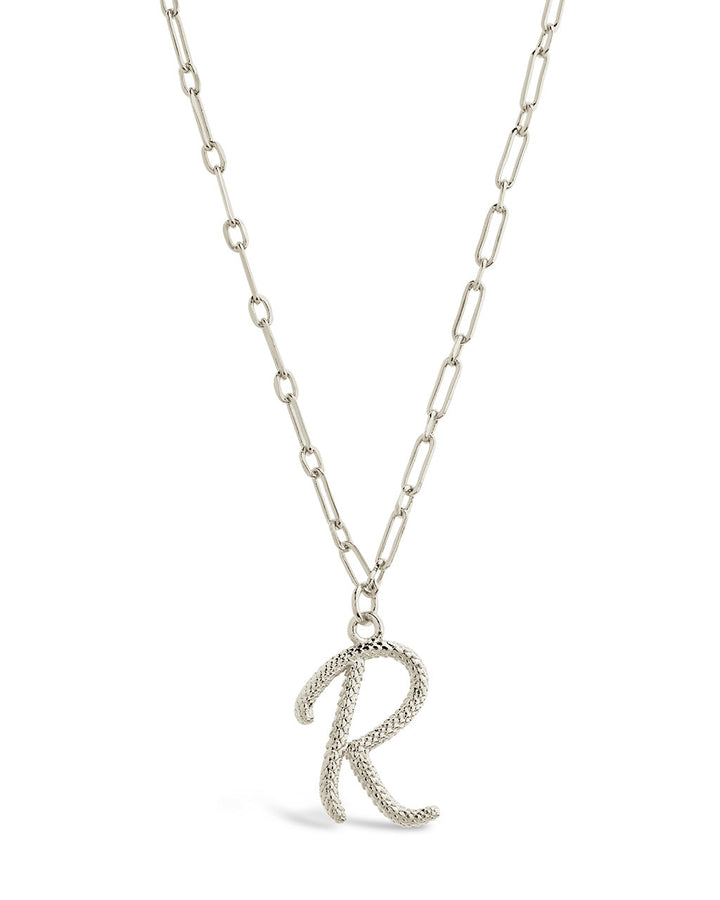 Textured Initial Charm Pendant Necklace