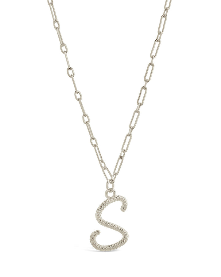 Textured Initial Charm Pendant Necklace