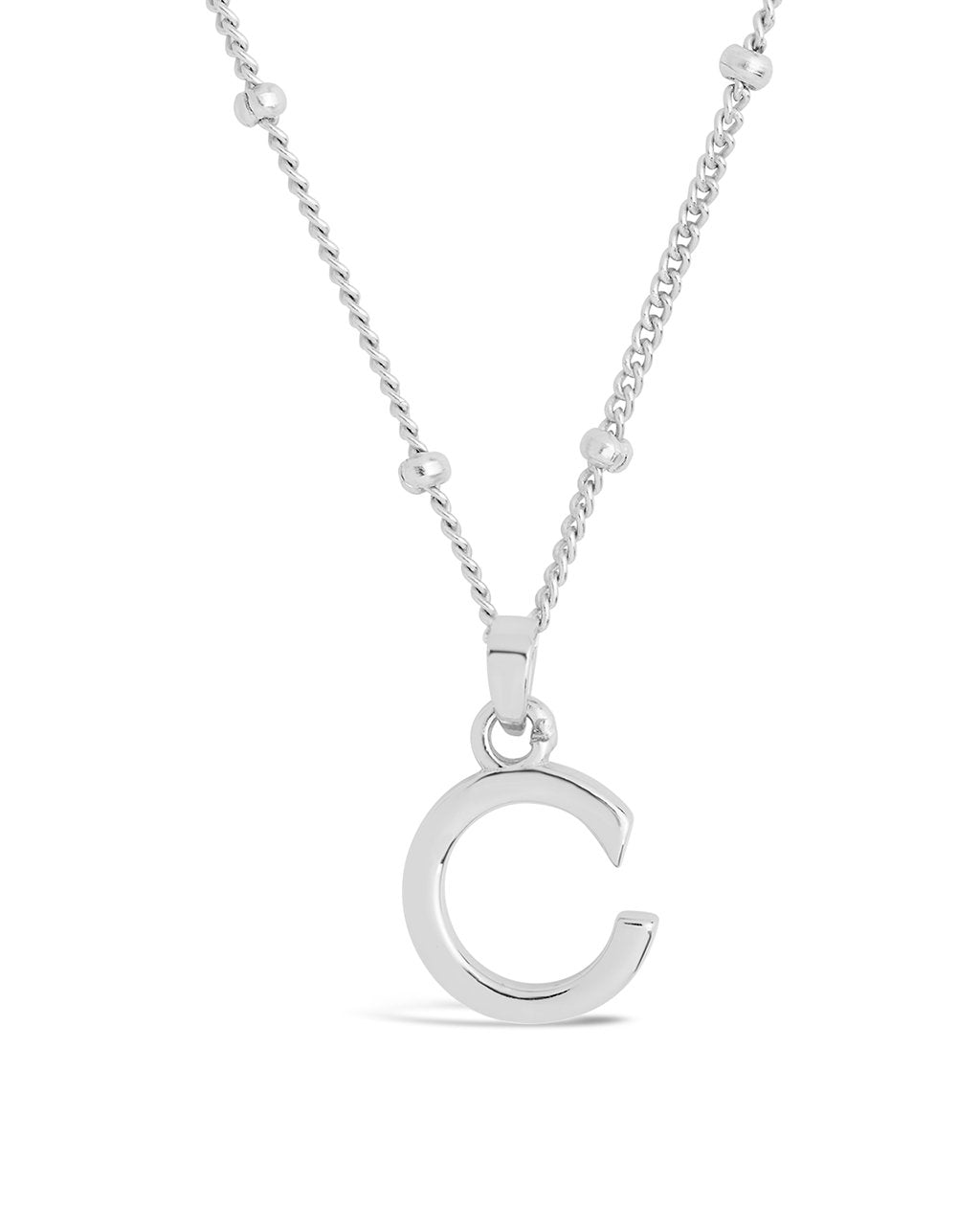 Initial Necklace with Beaded Chain