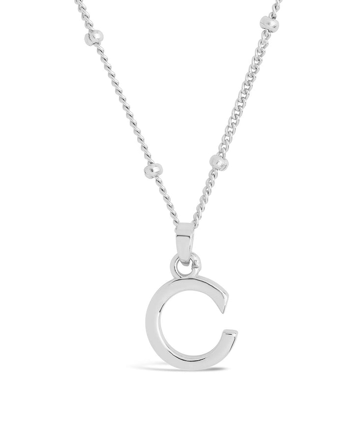 Initial Necklace with Beaded Chain