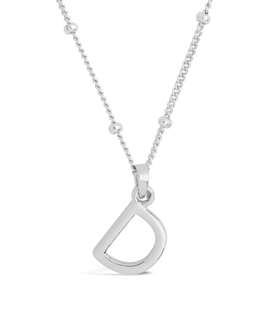 Initial Necklace with Beaded Chain