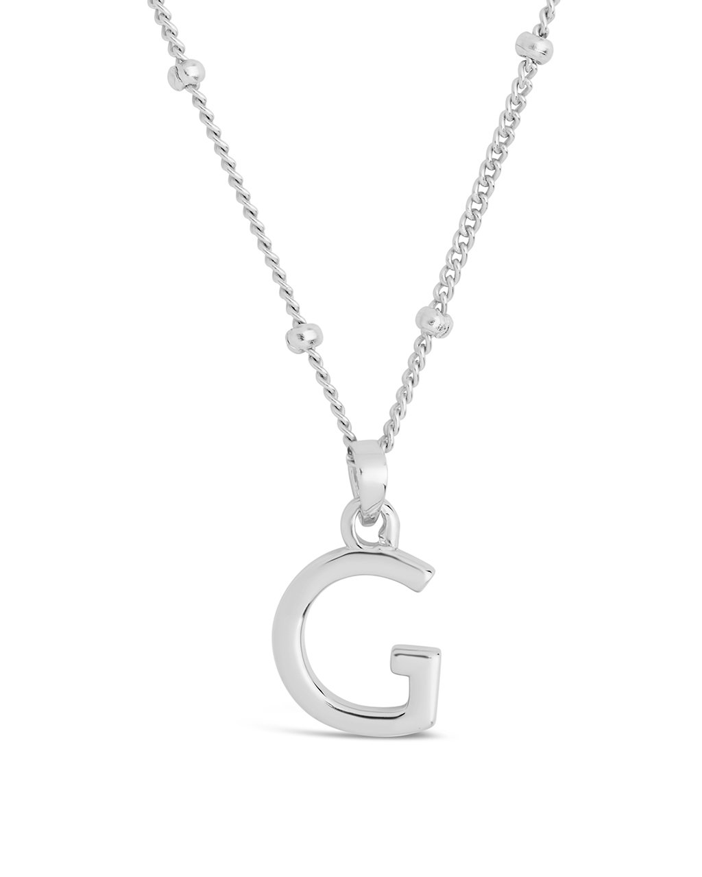 Initial Necklace with Beaded Chain