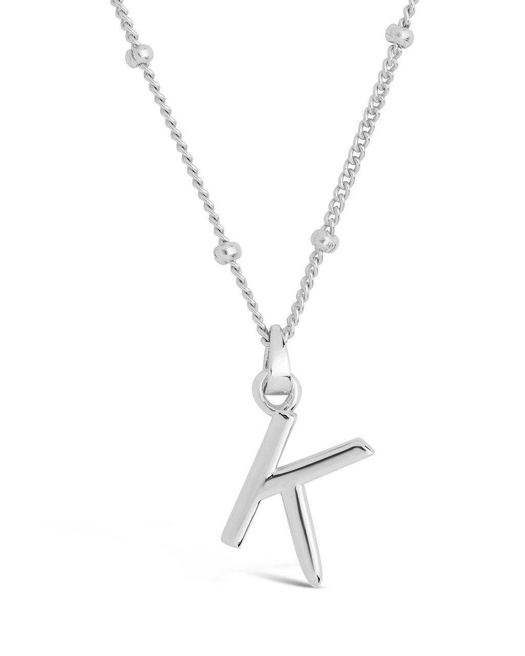 Initial Necklace with Beaded Chain
