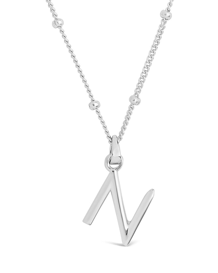 Initial Necklace with Beaded Chain