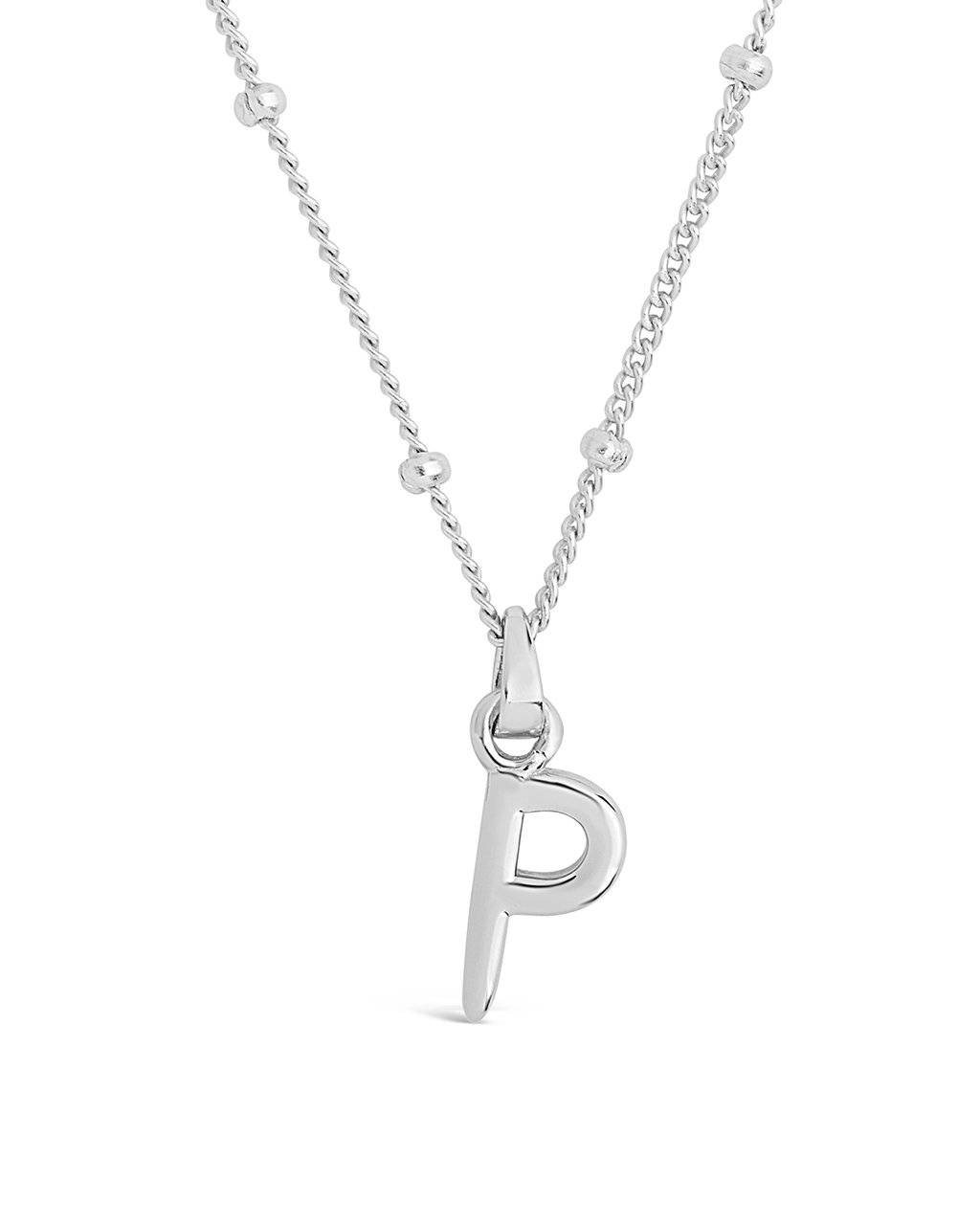 Initial Necklace with Beaded Chain