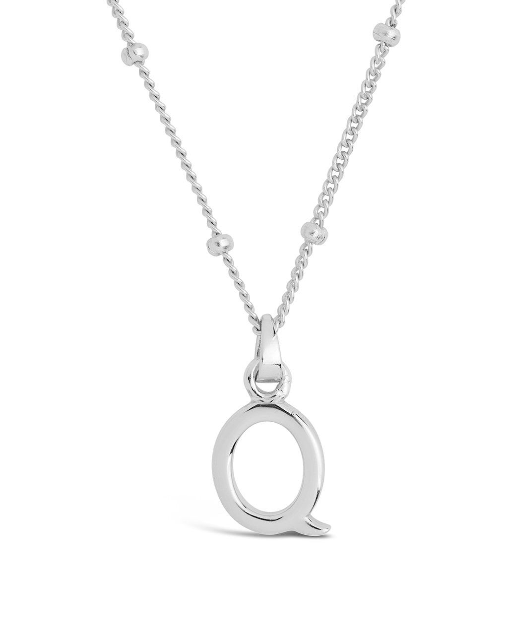 Initial Necklace with Beaded Chain