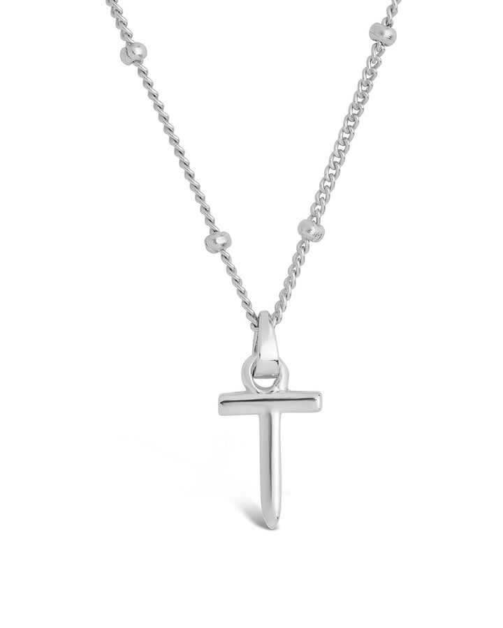 Initial Necklace with Beaded Chain