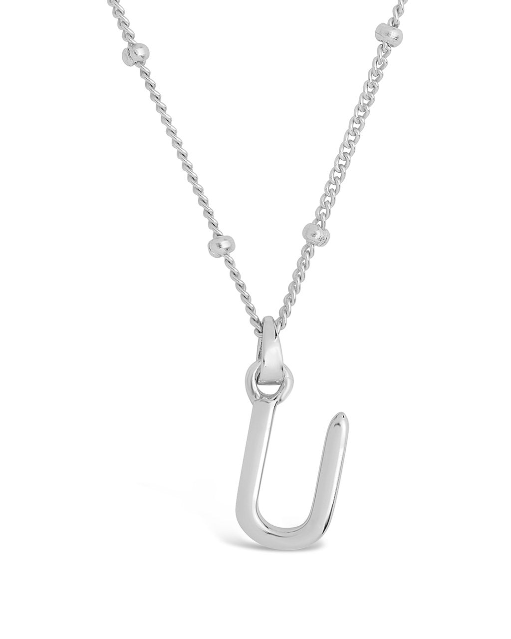 Initial Necklace with Beaded Chain