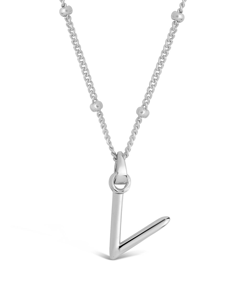 Initial Necklace with Beaded Chain