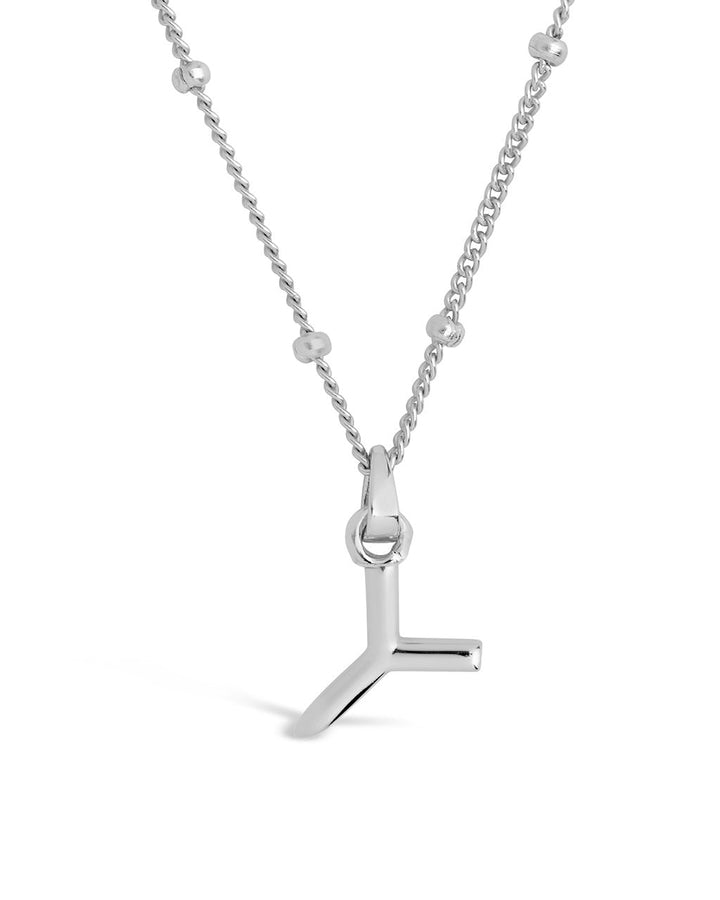 Initial Necklace with Beaded Chain