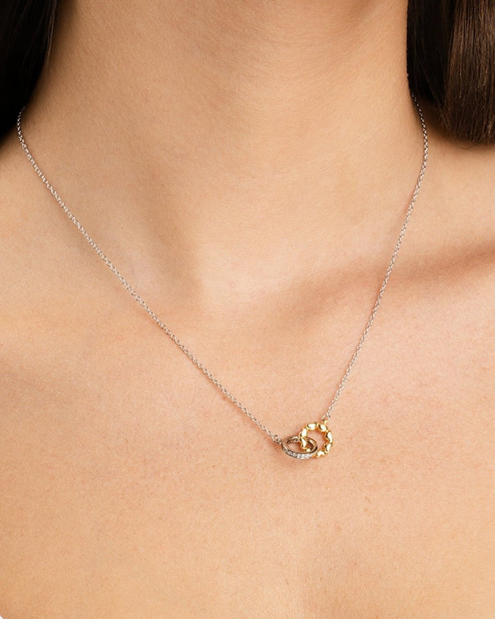Sterling Silver Interlocking Heart Charm Necklace