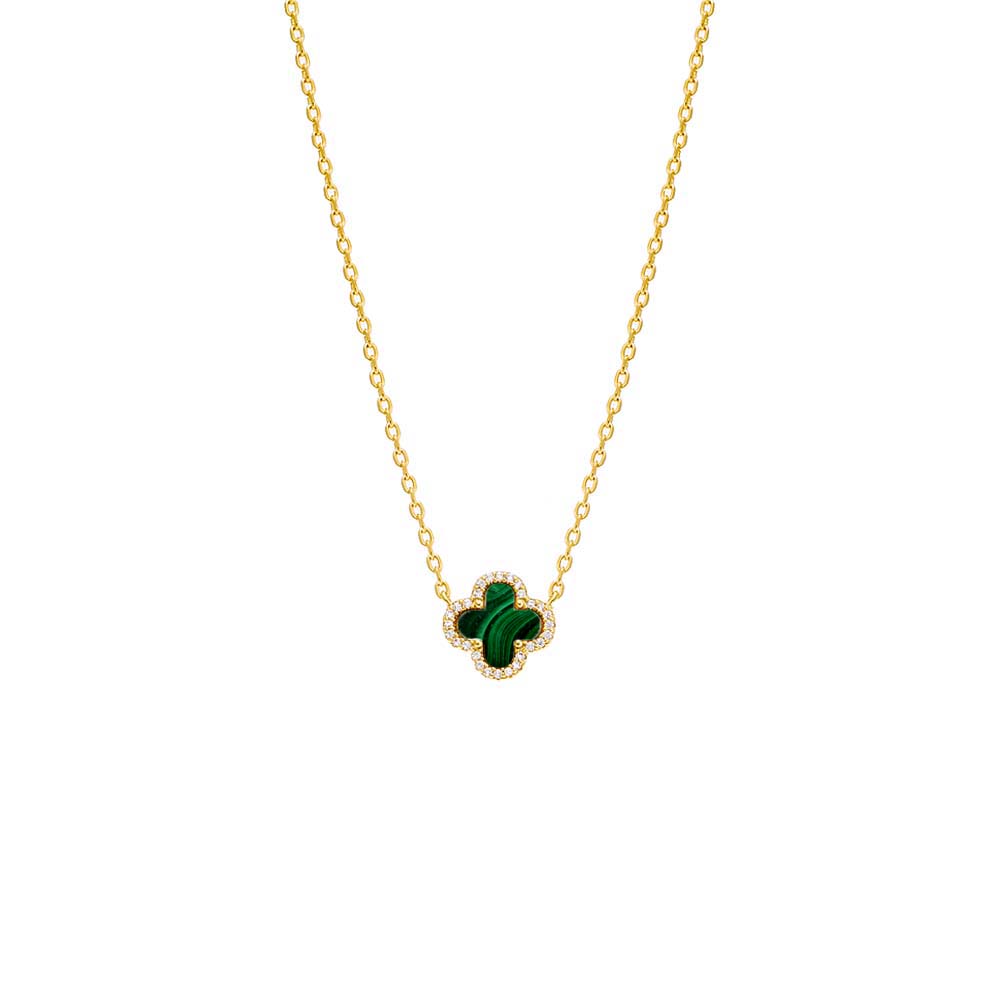 Pave Outlined Four Leaf Clover Necklace by By Adina Eden