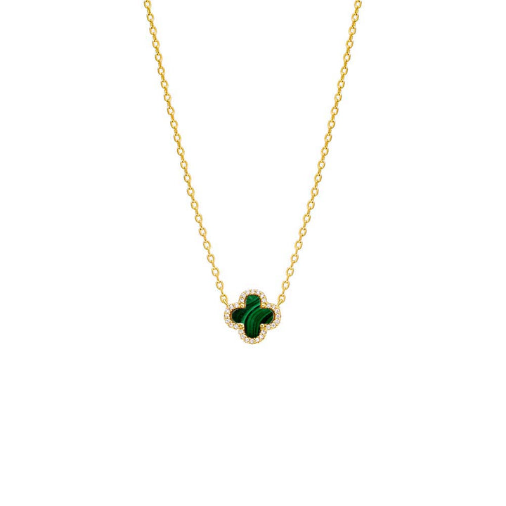 Pave Outlined Four Leaf Clover Necklace by By Adina Eden