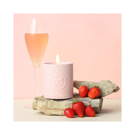 HighOnLove Pink Massage Candle Strawberries & Champagne by Sexology