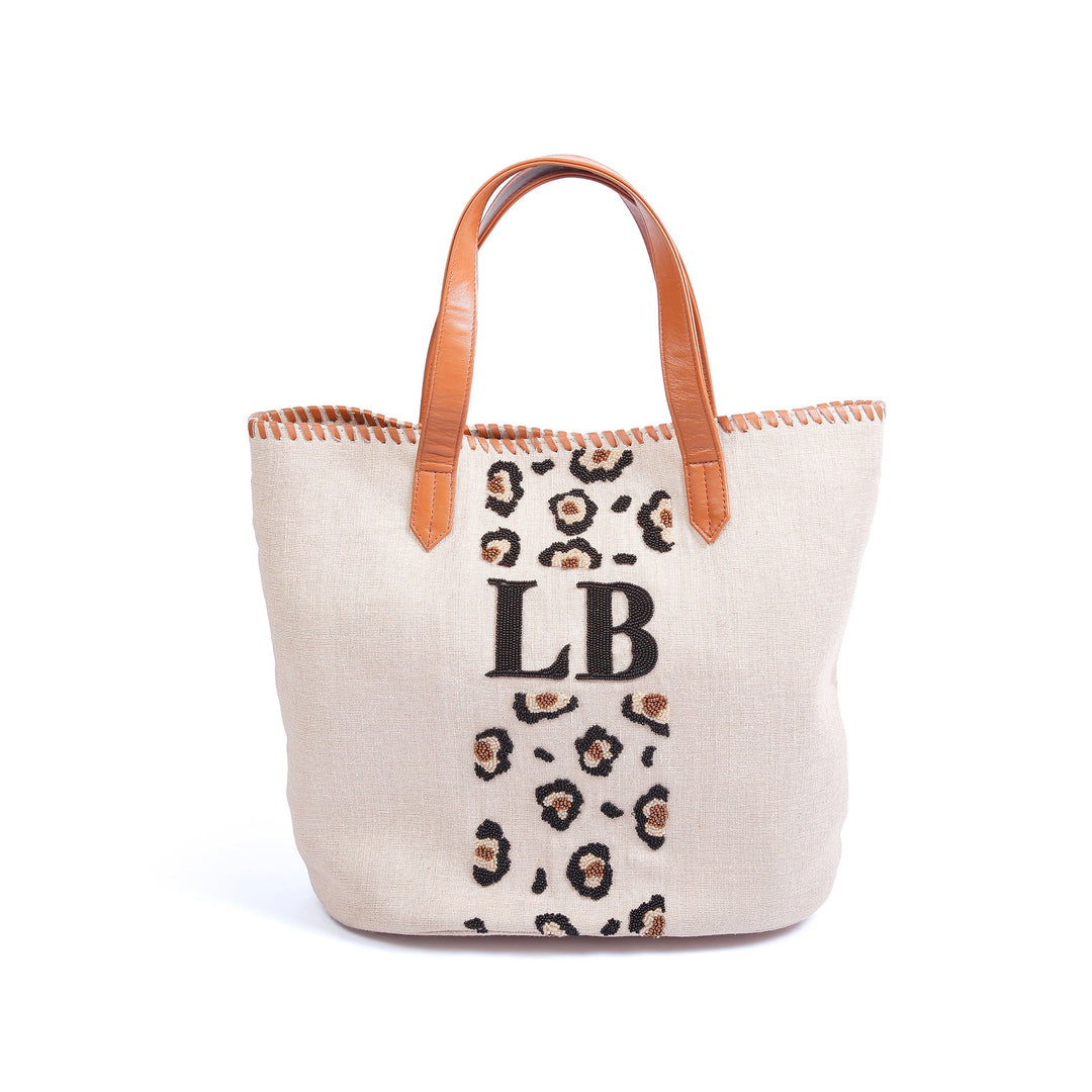 Leopard Initials Tote by Tiana New York
