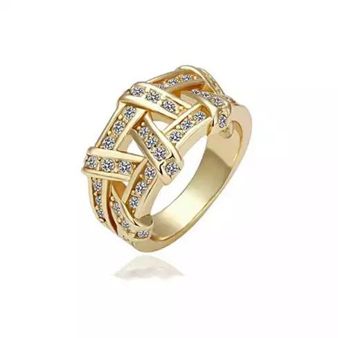 NYSA The Swarovski Crystal Cocktail Ring In Gold And Rose Gold by VistaShops