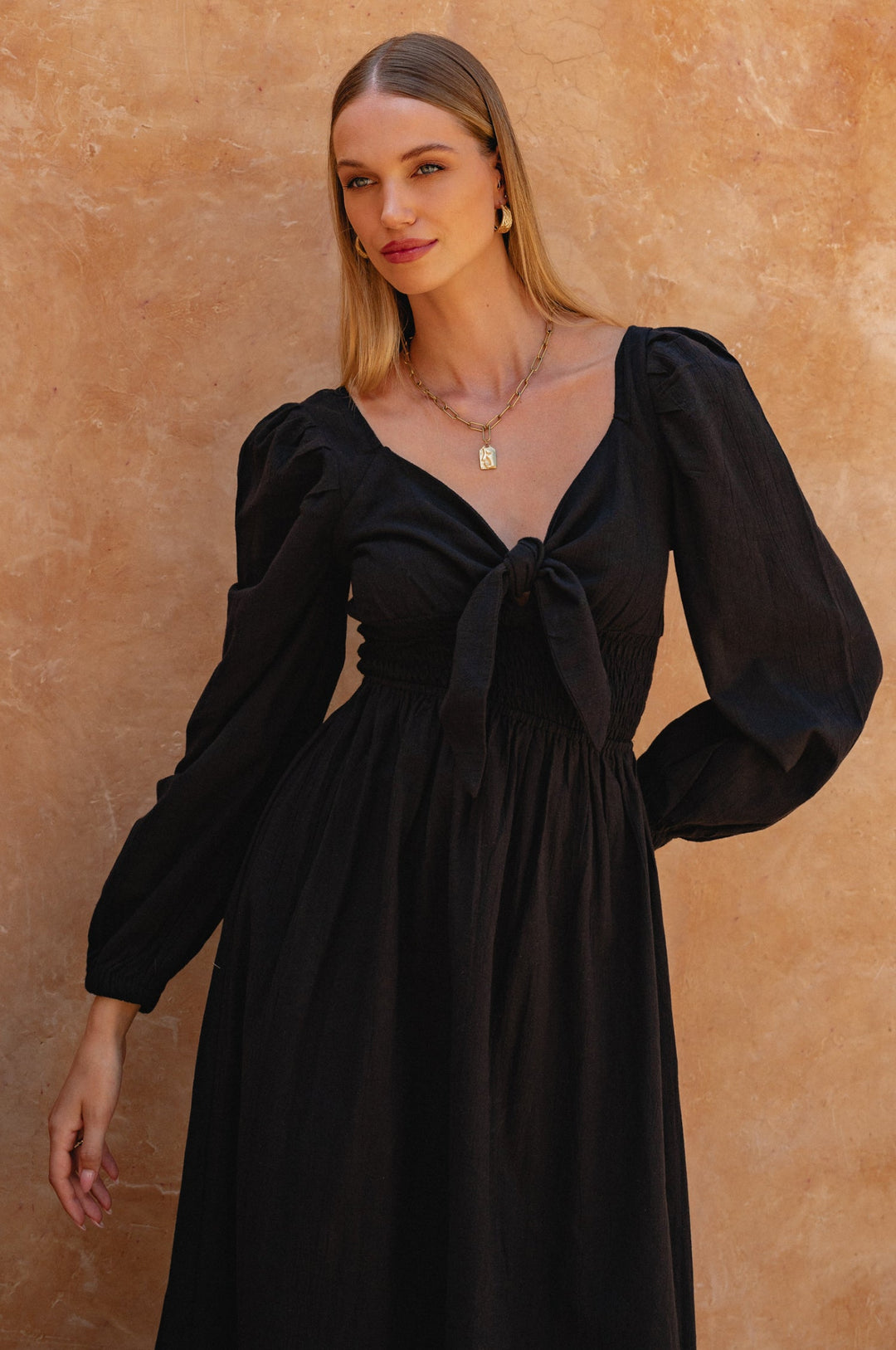 Narcisa Puff Sleeve Linen Dress by Bali Lane