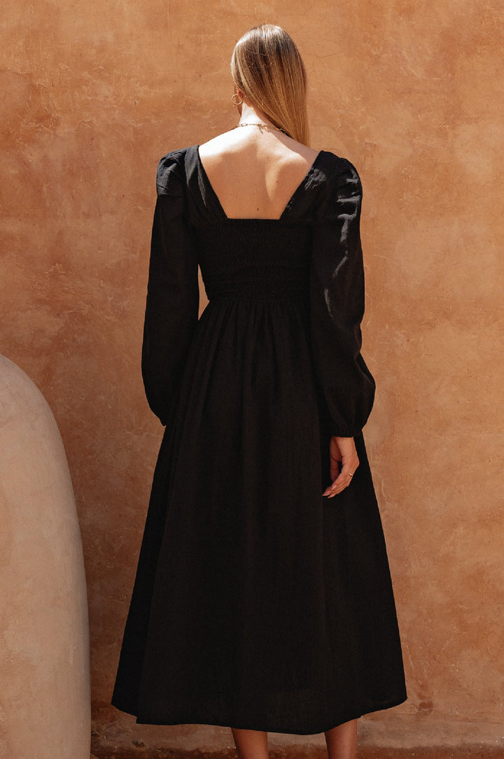 Narcisa Puff Sleeve Linen Dress by Bali Lane