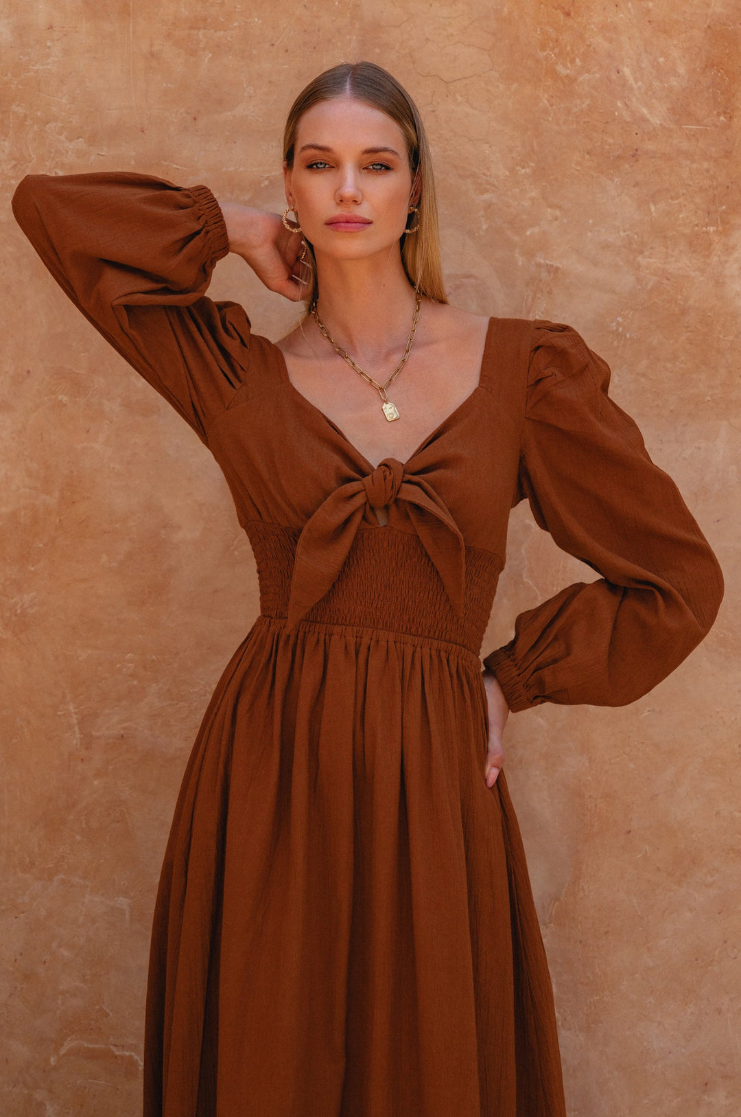 Narcisa Puff Sleeve Linen Dress by Bali Lane