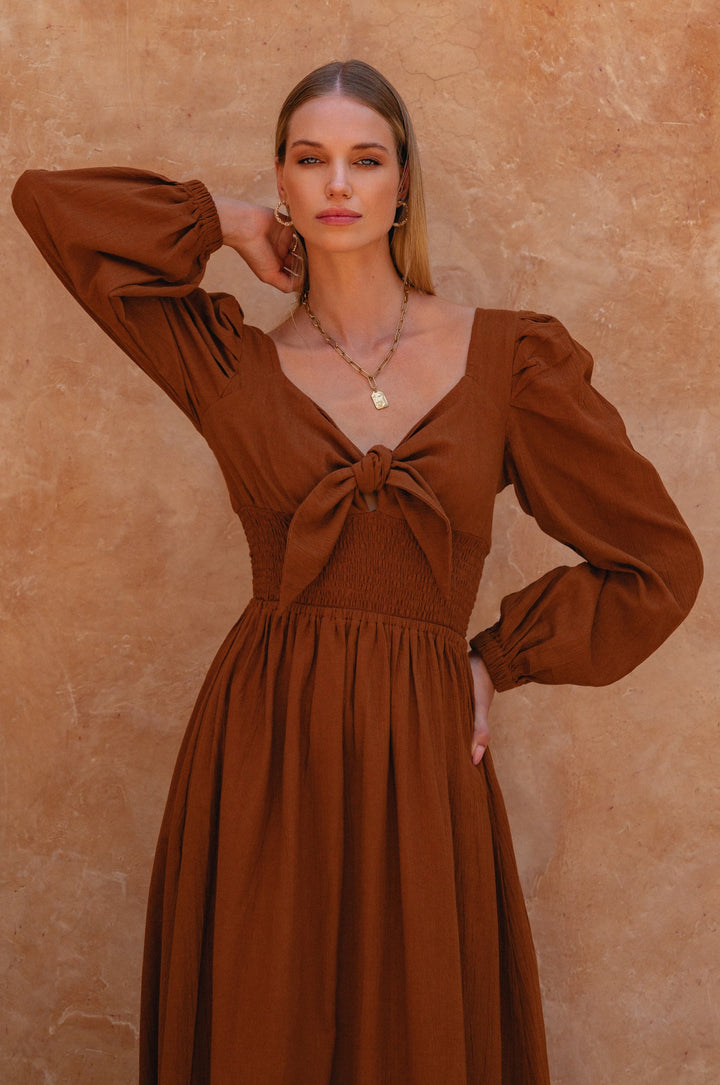 Narcisa Puff Sleeve Linen Dress by Bali Lane