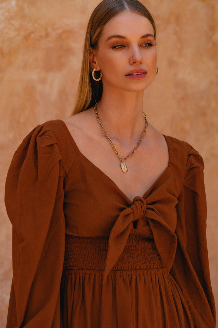 Narcisa Puff Sleeve Linen Dress by Bali Lane