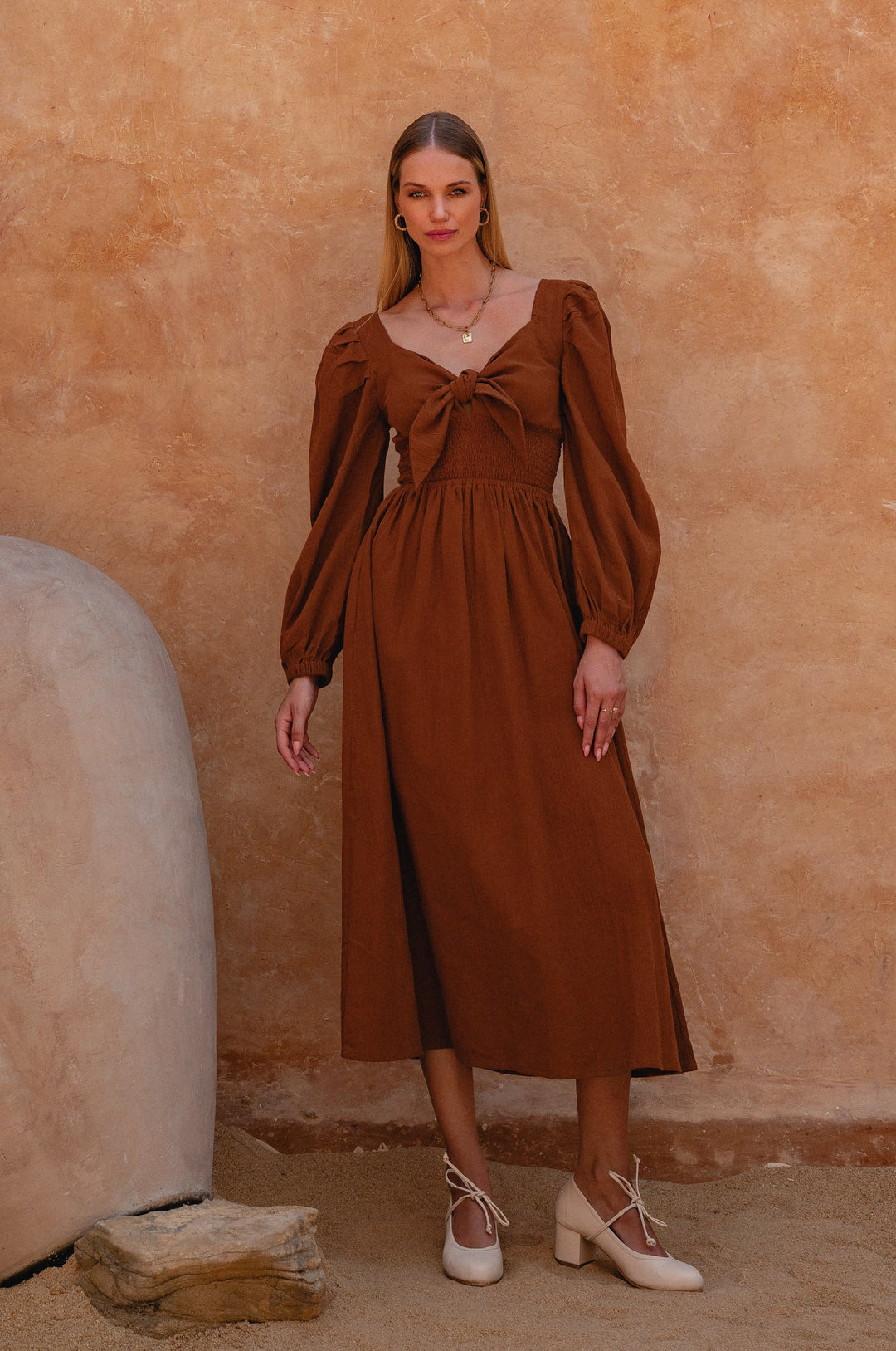 Narcisa Puff Sleeve Linen Dress by Bali Lane