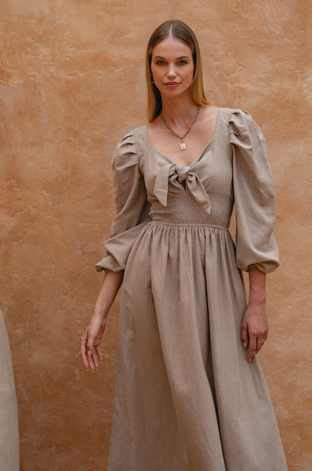 Narcisa Puff Sleeve Linen Dress by Bali Lane