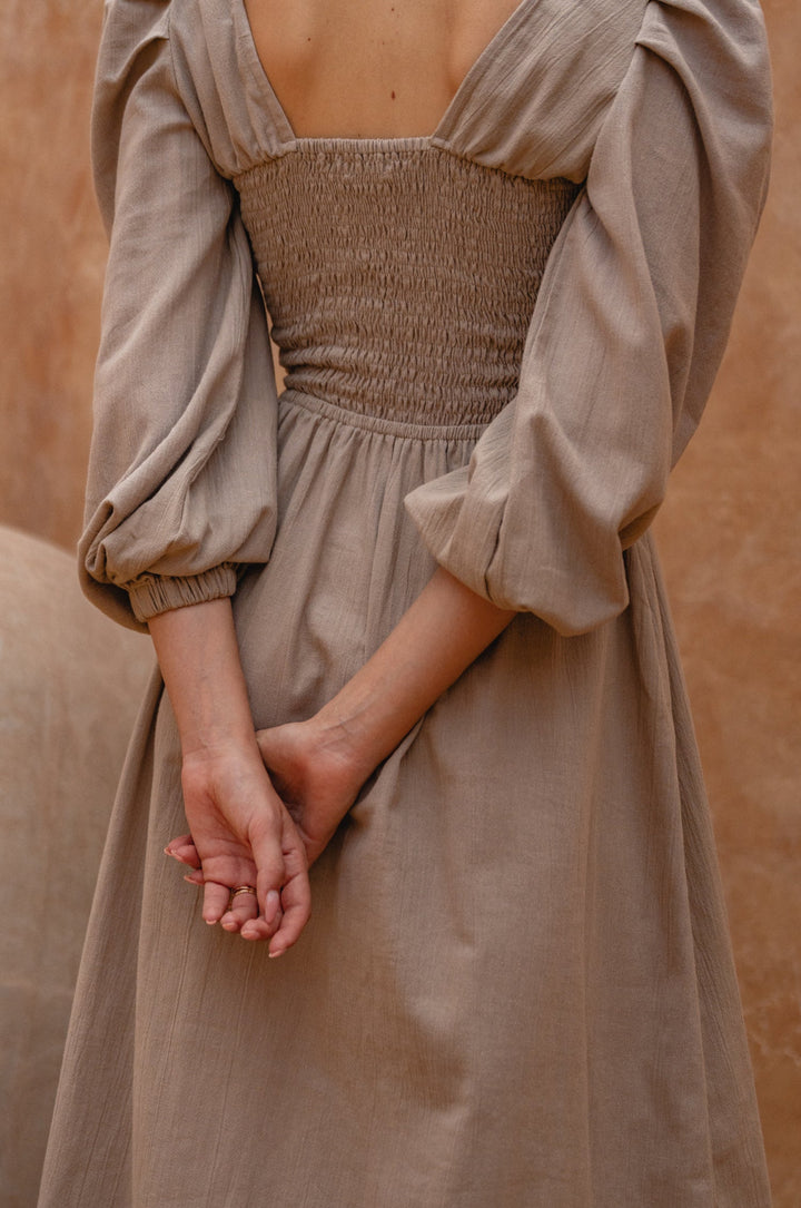 Narcisa Puff Sleeve Linen Dress by Bali Lane