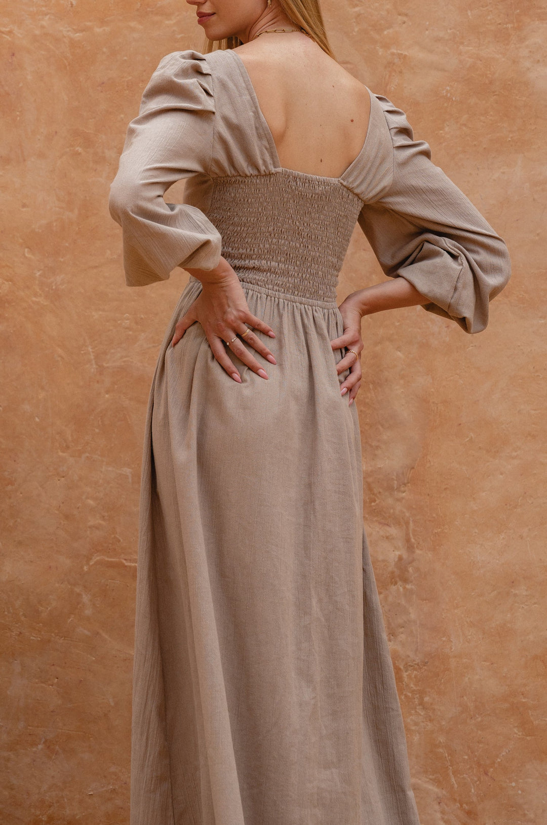 Narcisa Puff Sleeve Linen Dress by Bali Lane