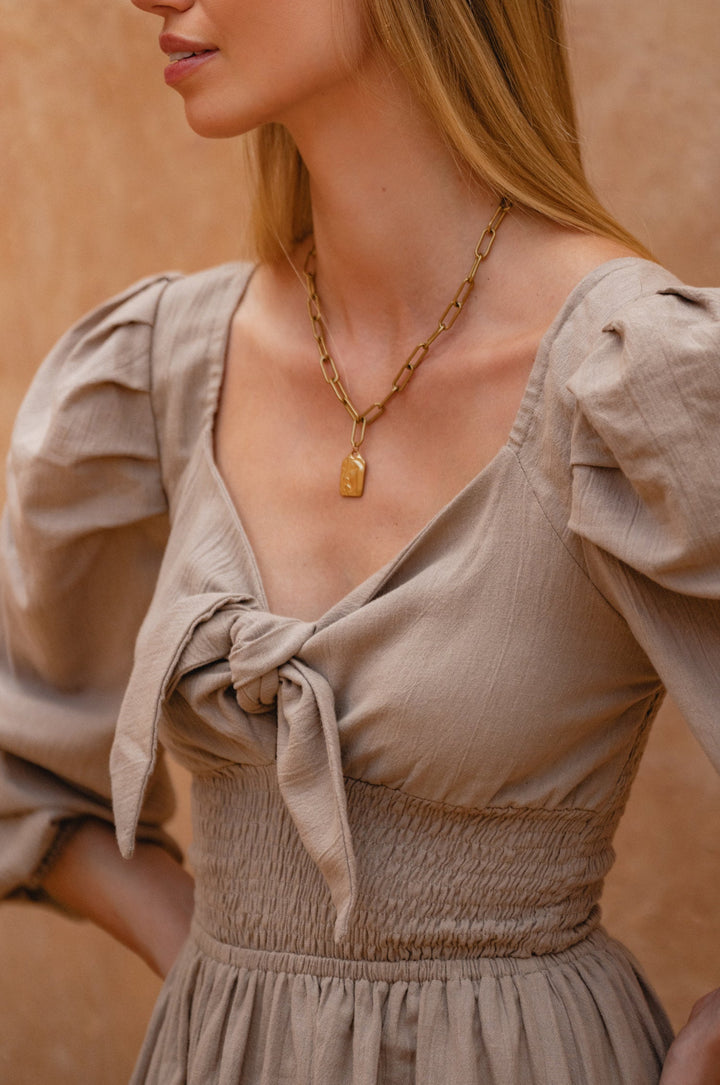 Narcisa Puff Sleeve Linen Dress by Bali Lane