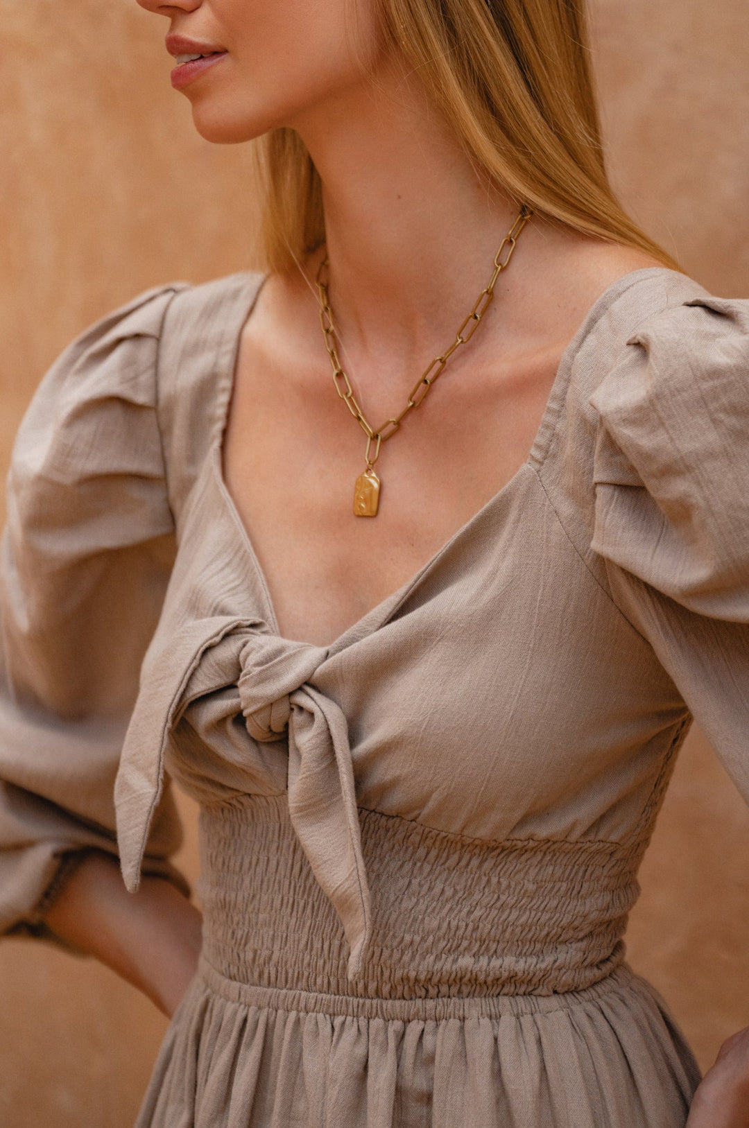 Narcisa Puff Sleeve Linen Dress by Bali Lane