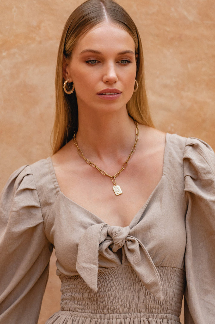 Narcisa Puff Sleeve Linen Dress by Bali Lane