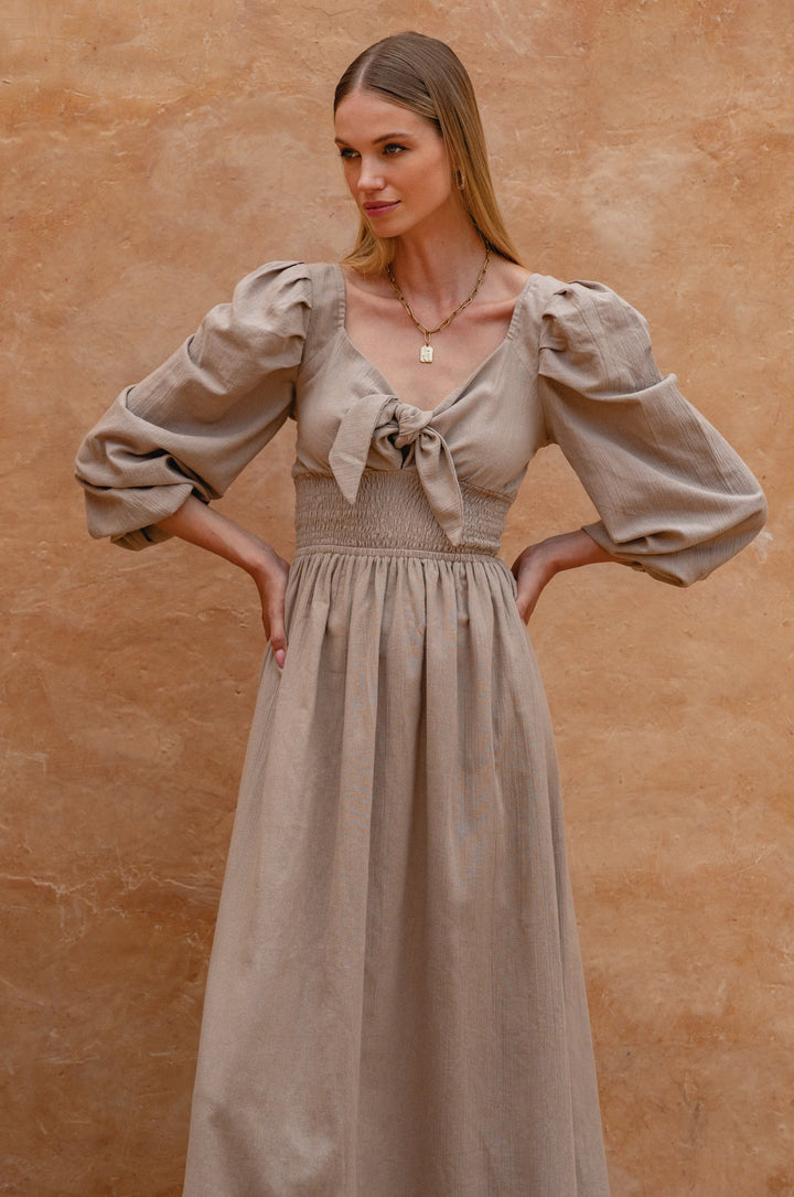 Narcisa Puff Sleeve Linen Dress by Bali Lane